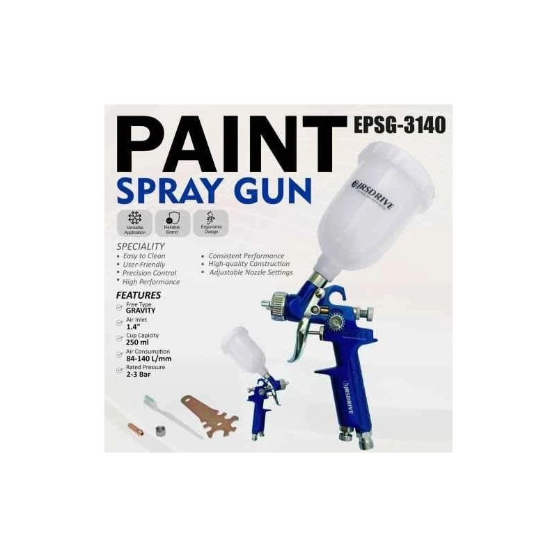Eastman EPSG-3140 1.4mm 2-3bar 250 ml Navy White Air Spray Gun image-3