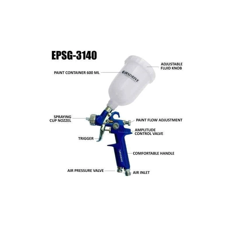 Eastman EPSG-3140 1.4mm 2-3bar 250 ml Navy White Air Spray Gun image-4