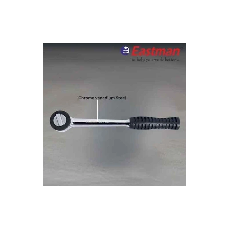 Eastman E-2204 1/2 inch 250mm Chrome Vanadium Steel Round Head Ratchet Handle image-3
