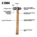 Eastman E-2064 300g Drop Forged Steel Brown & Grey Ball Pein Hammer with Seasoned Wood Handle image-7