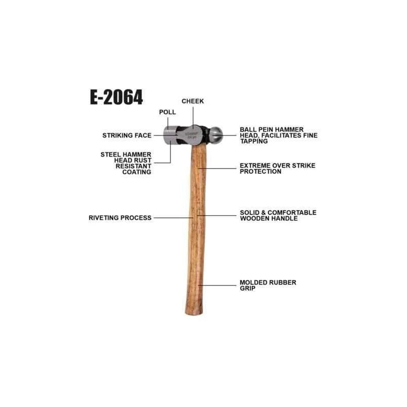 Eastman E-2064 100g Drop Forged Steel Brown & Grey Ball Pein Hammer with Seasoned Wood Handle image-6