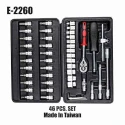 Eastman E-2260 46 Pcs 1/4 inch Chrome Vanadium Steel Drive Socket Set with Blow Mold Case image-3