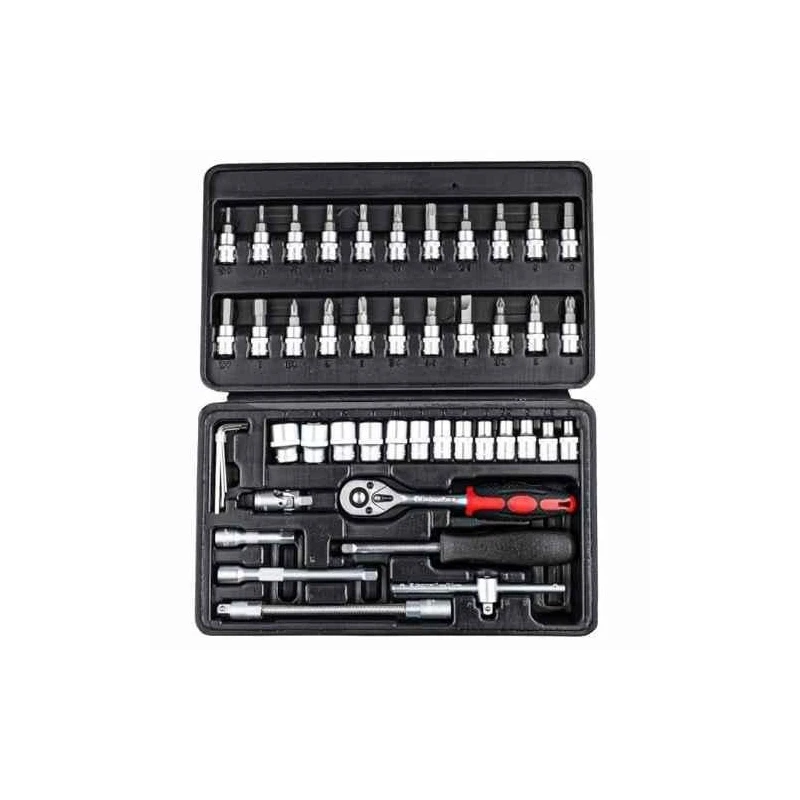 Eastman E-2260 46 Pcs 1/4 inch Chrome Vanadium Steel Drive Socket Set with Blow Mold Case image-5