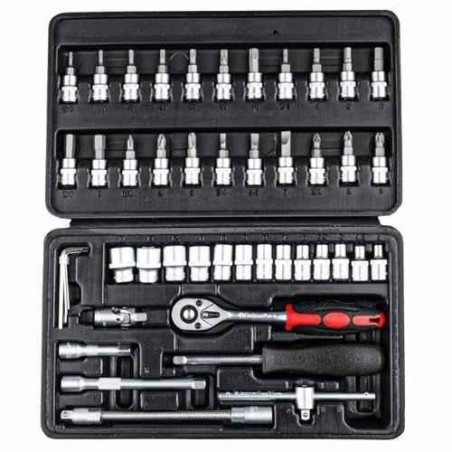 Eastman E-2260 46 Pcs 1/4 inch Chrome Vanadium Steel Drive Socket Set with Blow Mold Case image-5