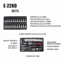 Eastman E-2260 46 Pcs 1/4 inch Chrome Vanadium Steel Drive Socket Set with Blow Mold Case image-6