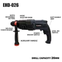 Eastman EHD-026 710W 900rpm 4600bpm Black Rotary Hammer image-4