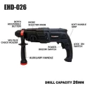Eastman EHD-026 710W 900rpm 4600bpm Black Rotary Hammer image-6