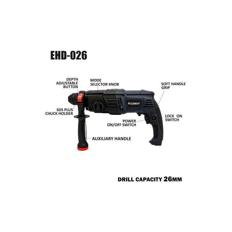 Eastman EHD-026 710W 900rpm 4600bpm Black Rotary Hammer image-6