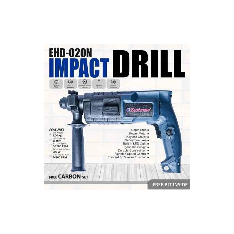 Eastman EHD-020N 600W 2800rpm 44800bpm Blue Rotary Hammer image-8