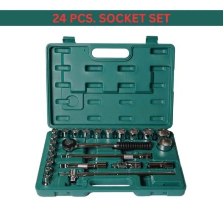 Eastman E-2202-624-BM 24 Pcs 1/2 inch Chrome Vanadium Steel Sockets Wrench Set image-1