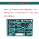 Eastman E-2202-624-BM 24 Pcs 1/2 inch Chrome Vanadium Steel Sockets Wrench Set image-3