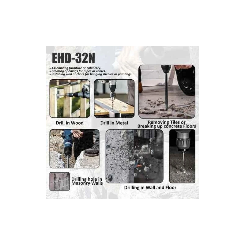 Eastman EHD-32N 1250W 800rpm 2600bpm Blue Rotary Hammer image-3