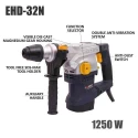 Eastman EHD-32N 1250W 800rpm 2600bpm Blue Rotary Hammer image-5