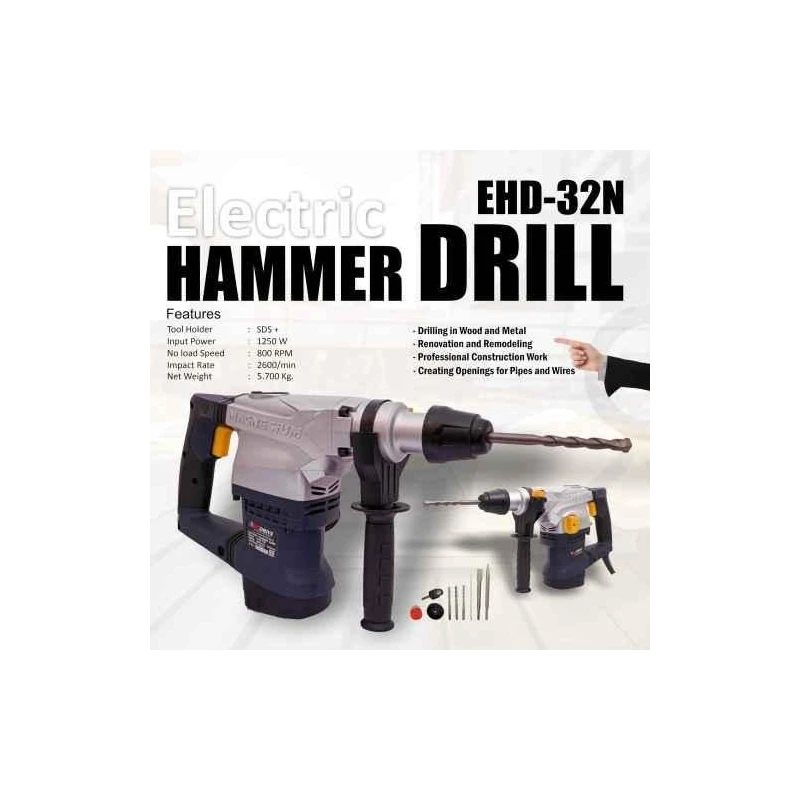Eastman EHD-32N 1250W 800rpm 2600bpm Blue Rotary Hammer image-6