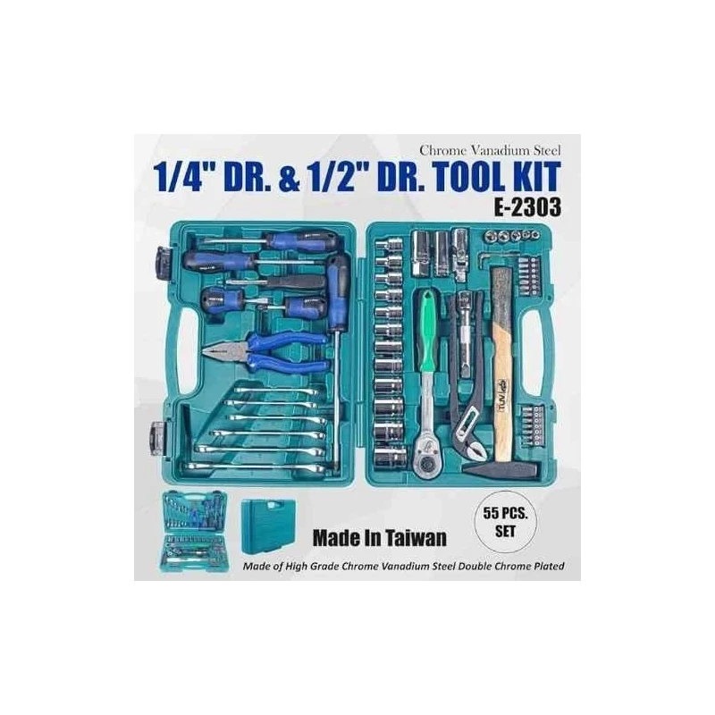 Eastman 55 Pcs 1/2 inch & 1/4 inch Drive Socket & Bit Set image-6