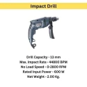 Eastman EID-013 600W 2800rpm 13mm Metal Blue Impact Drill image-6