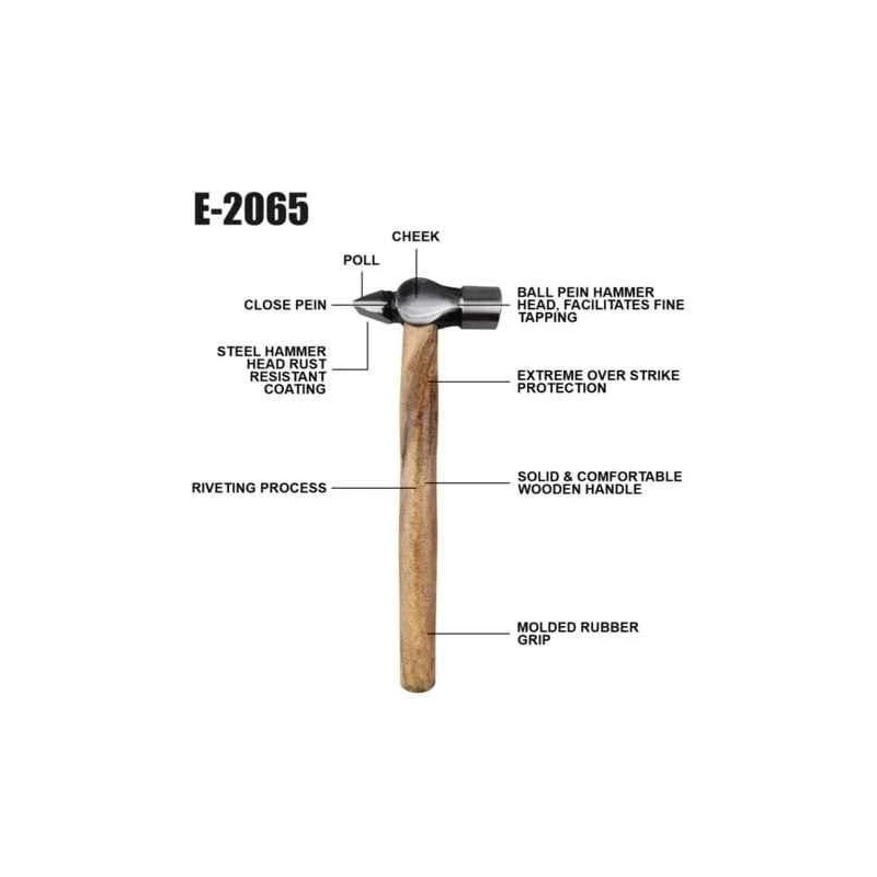 Eastman E-2065 500g Drop Forged Steel Brown & Grey Cross Pein Hammer with Seasoned Wood Handle image-3