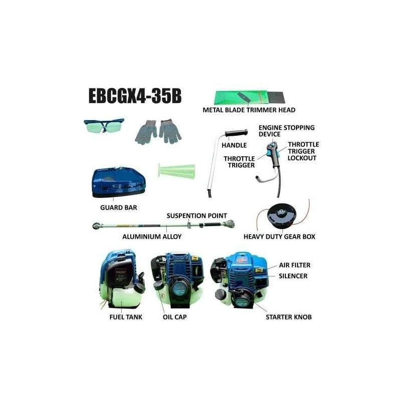 Eastman EBCGX4-35B 1HP 4 Stroke 35.8cc Petrol Operated Brush Cutter image-7