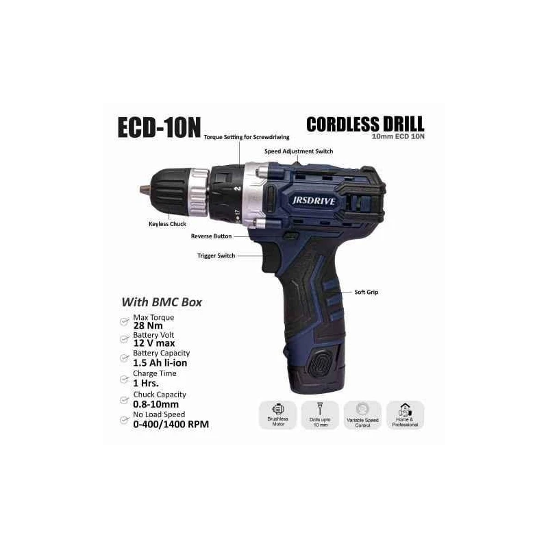 Eastman ECD-10N 300W 10mm 12V Lithium-Ion Battery Cordless Drill Driver image-5