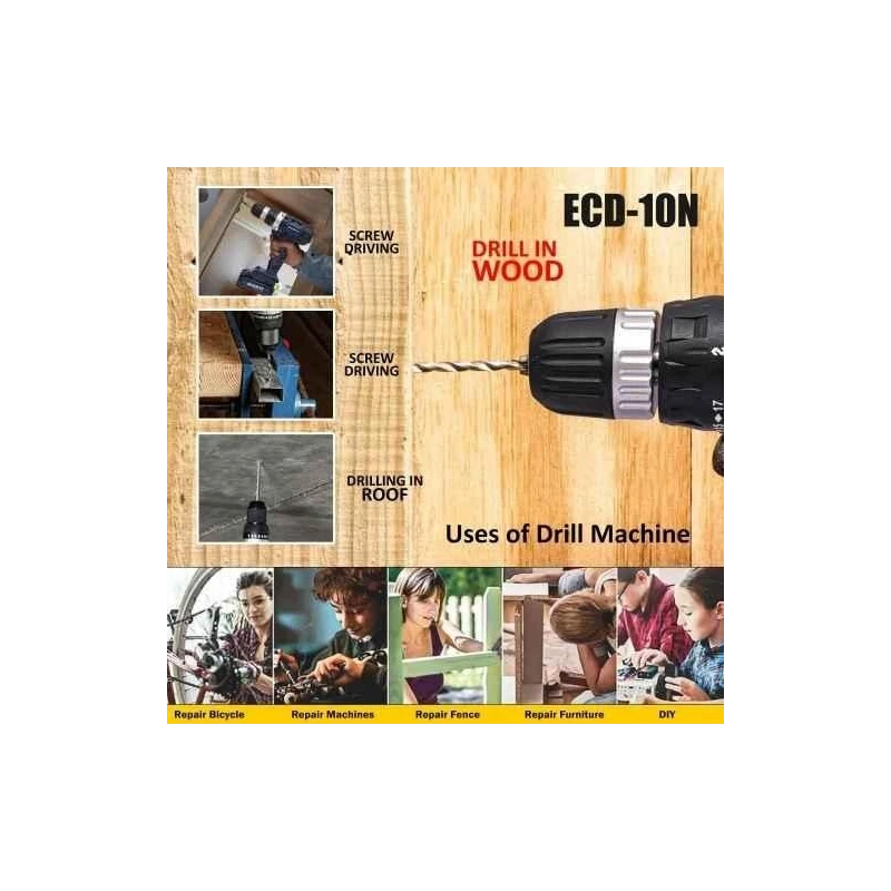 Eastman ECD-10N 300W 10mm 12V Lithium-Ion Battery Cordless Drill Driver image-7