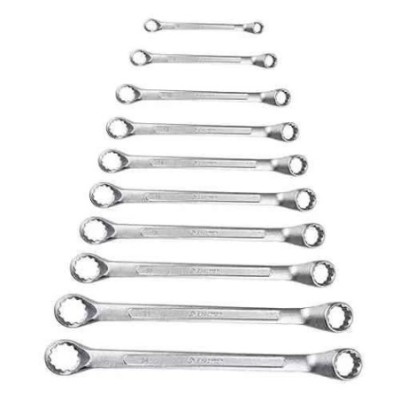 Eastman KIT-E2007-10 10 Pcs Chrome Vanadium Steel Chrome Plated Silver Ring Spanner Set image-1