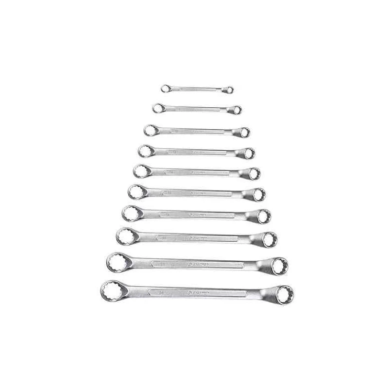 Eastman KIT-E2007-10 10 Pcs Chrome Vanadium Steel Chrome Plated Silver Ring Spanner Set image-1