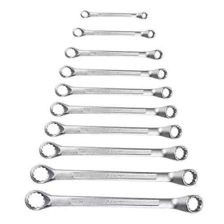 Eastman KIT-E2007-10 10 Pcs Chrome Vanadium Steel Chrome Plated Silver Ring Spanner Set image-1
