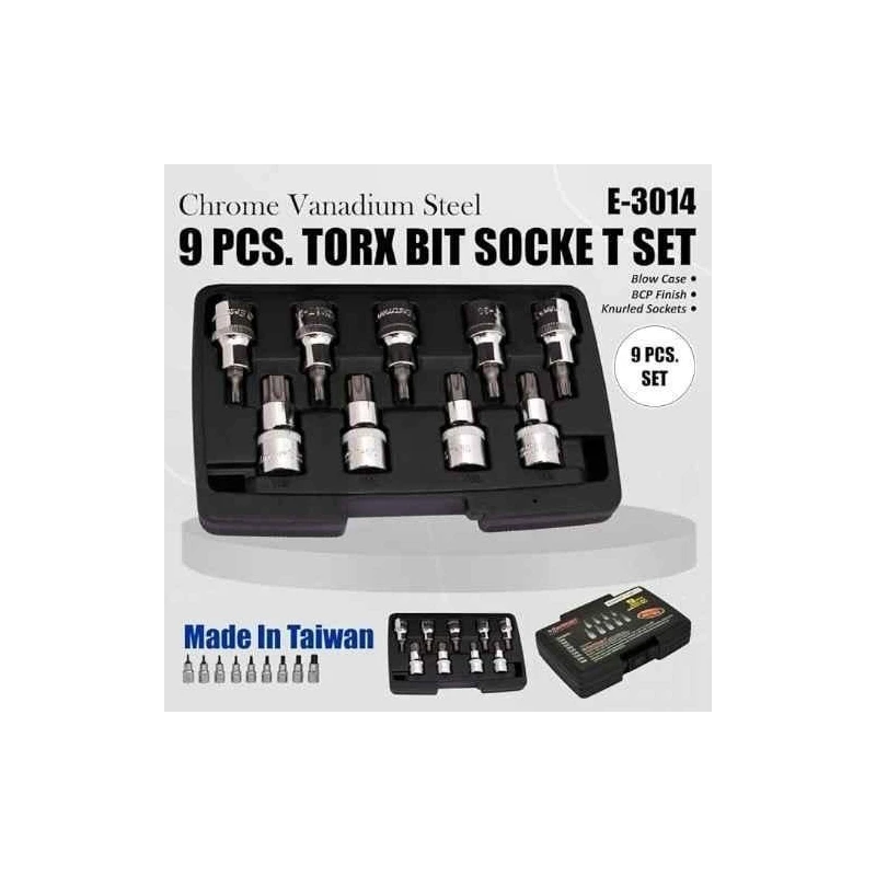 Eastman E-3014 9 Pcs Chrome Vanadium Steel Torx Bit Socket Set image-6