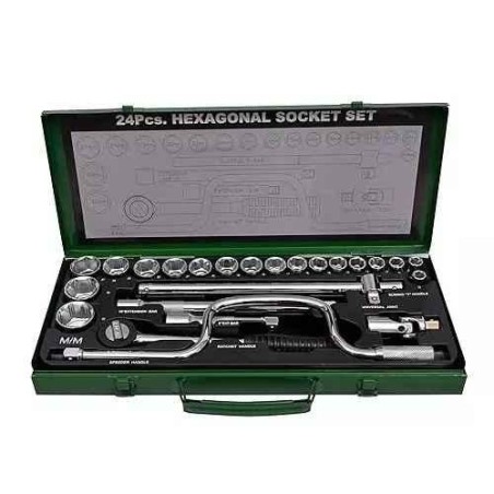 Eastman FIDSE2202H24R1 24 Pcs 1/2 Square Drive Socket Set image-1