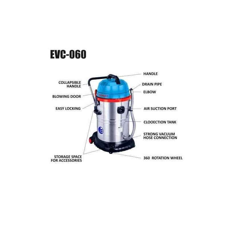 Eastman EVC-060 3000W 60 Litre 25kPa HEPA Filter Wet & Dry Vacuum Cleaner image-2