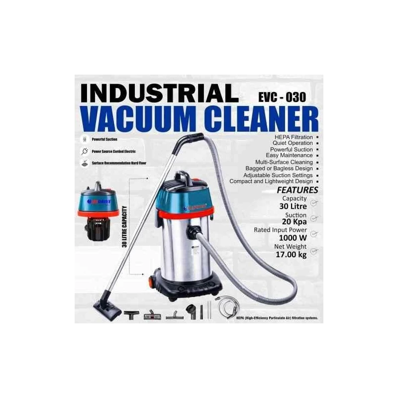 Eastman EVC-030 1000W 30 Litre 20kPa HEPA Filter Wet & Dry Vacuum Cleaner image-4