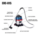 Eastman EVC-015 15 Litre 1000W Wet & Dry Vacuum Cleaner with Blower Function image-4