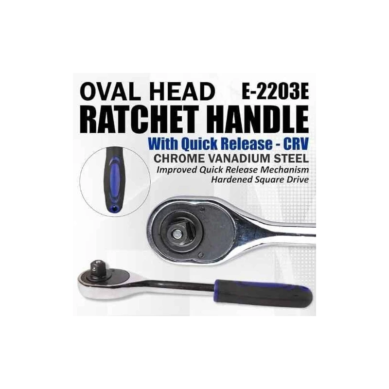 Eastman E-2203E 1/2 inch 250mm Chrome Vanadium Steel Oval Head Ratchet Handle image-1