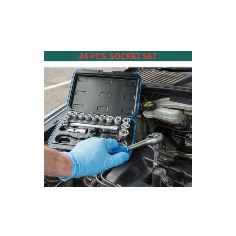 Eastman SKS-24 24 Pcs 1/2 inch Square Drive Chrome Vanadium Steel Socket Set image-8