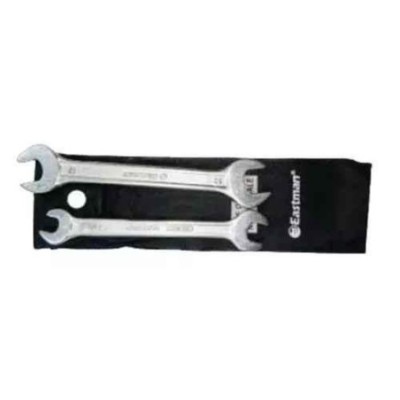 Eastman 3 Pcs Steel Chrome Finish Double Open End Spanner Set with Tool Bag image-1