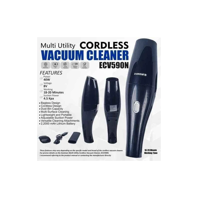 Eastman ECV590N 40W 4.5kPa 8V Battery Operated Handheld Vacuum Cleaner image-1