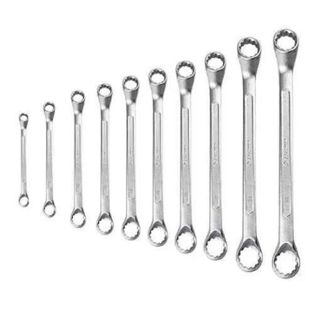 Eastman KIT-E2007-10 10 Pcs Chrome Vanadium Steel Chrome Plated Silver Ring Spanner image-1