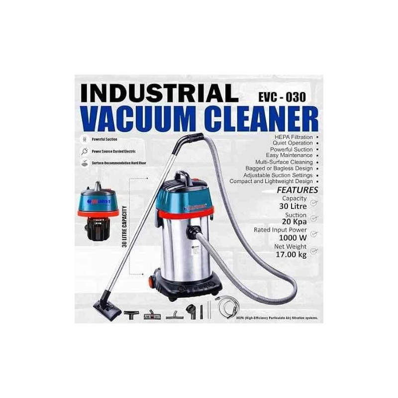 Eastman EVC-030 30 Litre 1000W Wet & Dry Cannister Type Vacuum Cleaner image-1