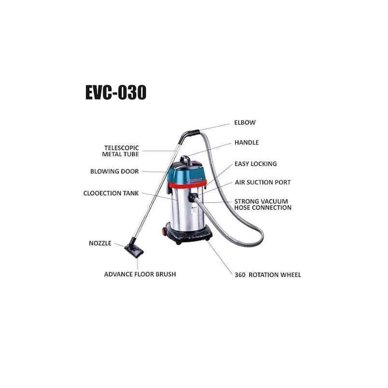 Eastman EVC-030 30 Litre 1000W Wet & Dry Cannister Type Vacuum Cleaner image-3