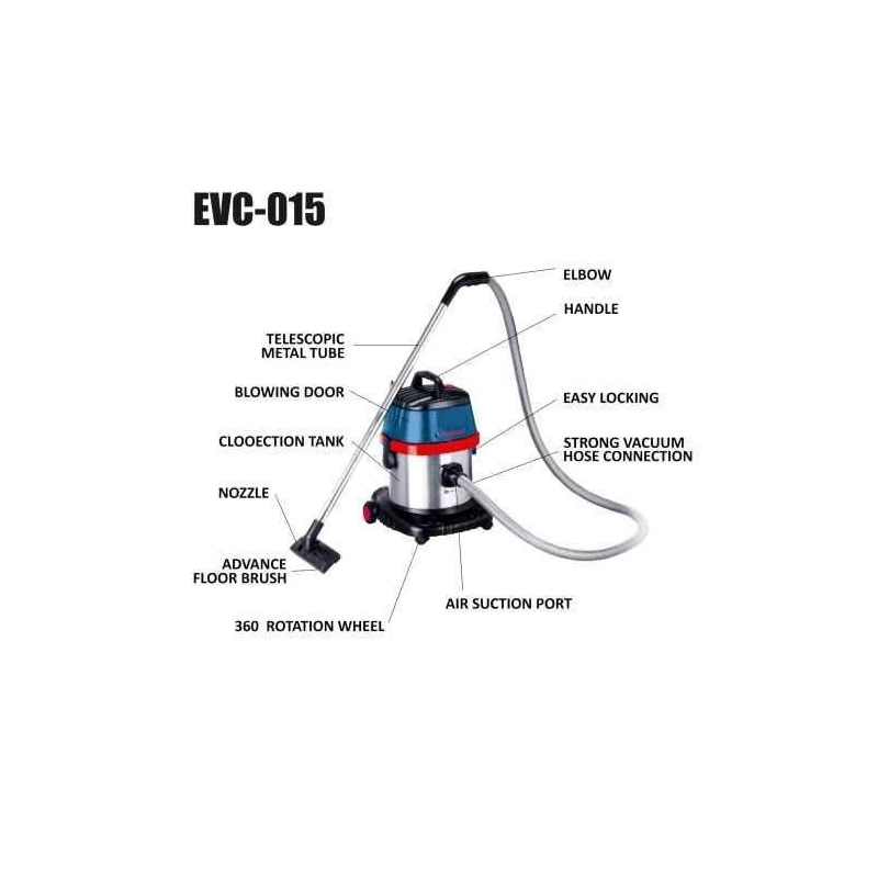 Eastman EVC-015 1000W 15 Litre 20kPa HEPA Filter Blue & Red Wet & Dry Vacuum Cleaner image-5
