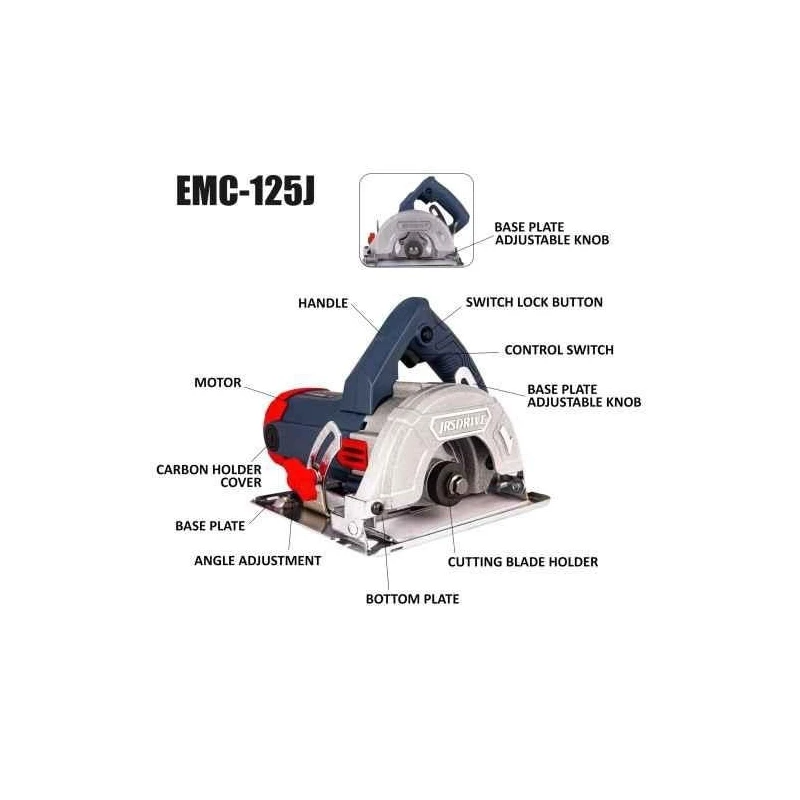 Eastman EMC-125J 1700W 13000rpm 125mm Stainless Steel Blade Stone Cutting Machine image-2