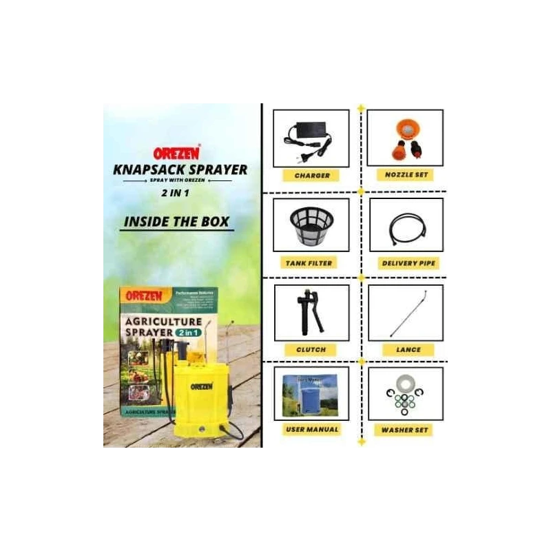 Orezen 16L 2-in-1 12V Knapsack Battery SprayerKS 101 image-2