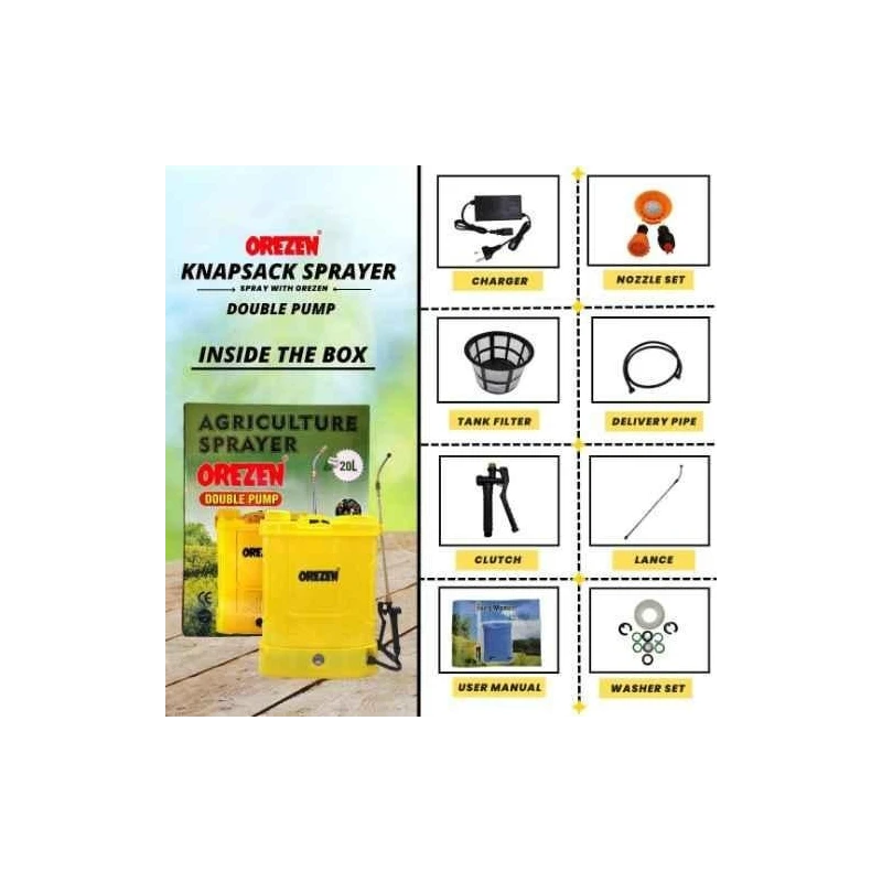 Orezen 16L 12V Double Pump Knapsack Battery SprayerKS 102 image-4