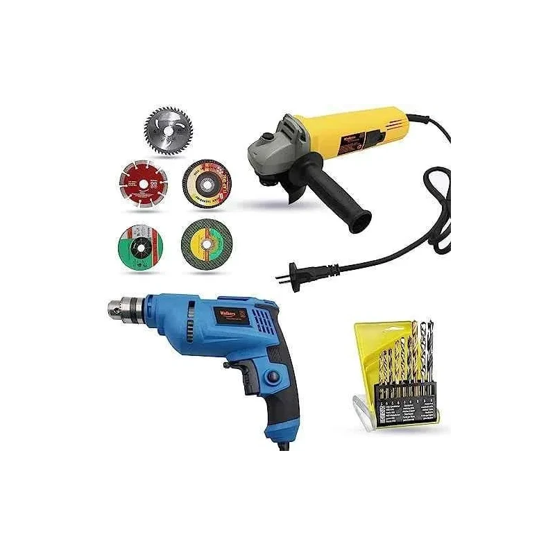 Walkers 800W Angle Grinder 500W 10mm Drill Machine 5 Pcs Wheel 9 Pcs Drill Bits Combo WKCB444 image-3