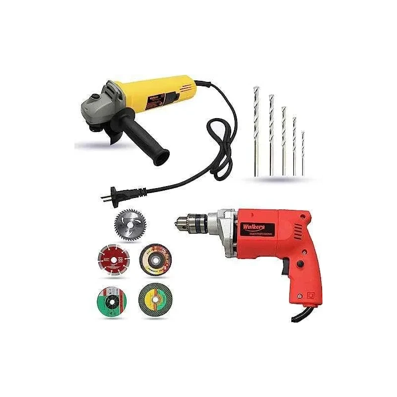 Walkers 800W Angle Grinder 500W 10mm Drill Machine 5 Pcs Wheel 5 Pcs Drill Bits Combo WKCB433 image-2