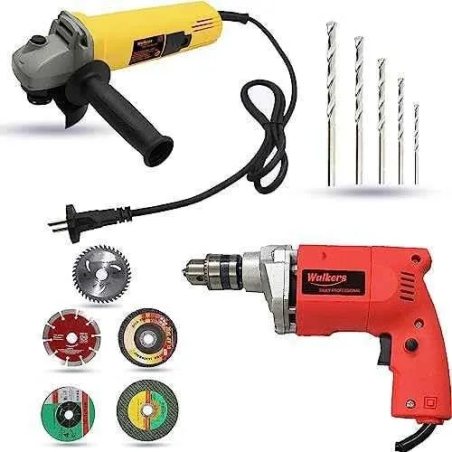 Walkers 800W Angle Grinder 500W 10mm Drill Machine 5 Pcs Wheel 5 Pcs Drill Bits Combo WKCB433 image-2