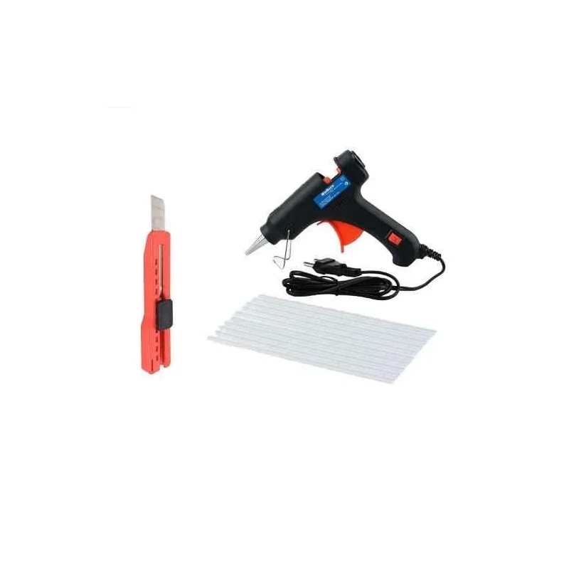 Walkers 20W Black Mini Hot Glue Gun WKCB159 15 Pcs Glue Stick Cutter Knife Combo image-1