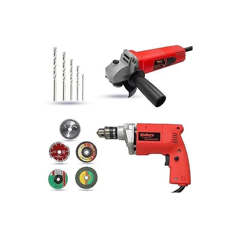 Walkers 800W Angle Grinder 500W 10mm Drill Machine 5 Pcs Wheel 5 Pcs Drill Bits Combo WKCB436 image-2
