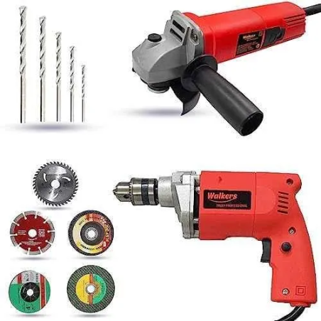 Walkers 800W Angle Grinder 500W 10mm Drill Machine 5 Pcs Wheel 5 Pcs Drill Bits Combo WKCB436 image-2