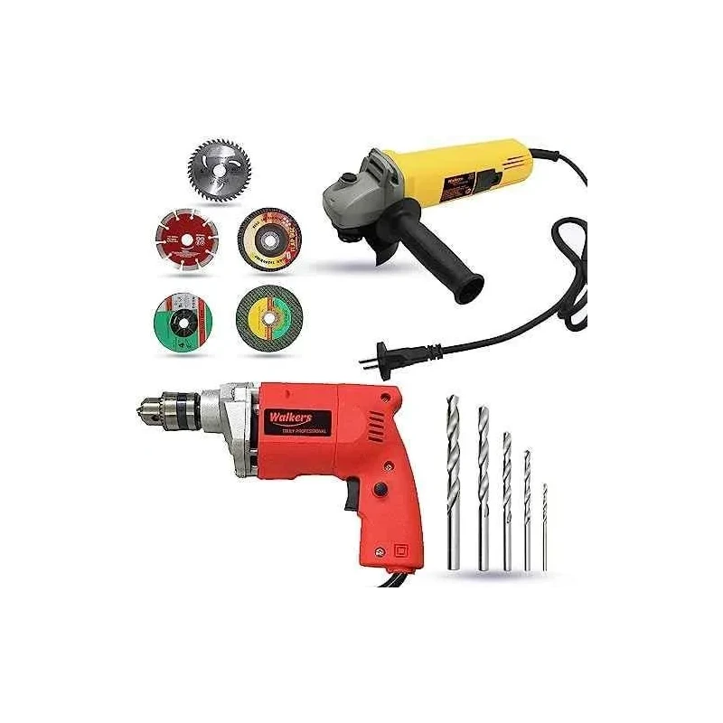 Walkers 800W Angle Grinder 500W 10mm Drill Machine 5 Pcs Wheel 5 Pcs Drill Bits Combo WKCB439 image-5